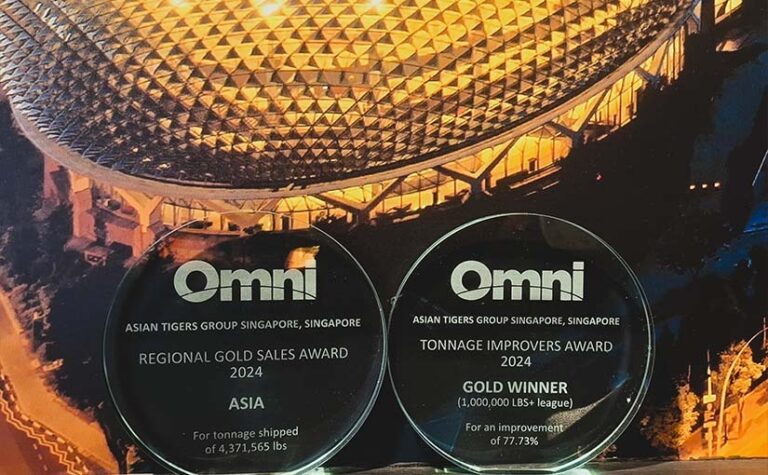 Asian Tigers Singapore Won the Omni Regional Gold Sales Award and Tonnage Improvers Gold Award 2024